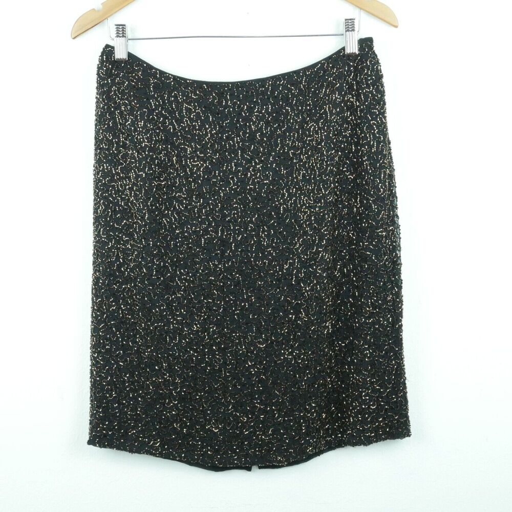 Rickie Freeman Size 12 Skirt 100% Silk Beaded Short Evening Glam 90s Formal Glam